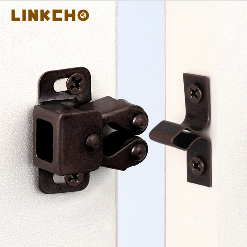 

Roller Catch Iron Door Latch Cabinet Door Lock Suction Buckle Spring Double-wheel High-foot Clip Buckle Kitchen Living Room