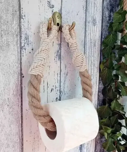 Retro Metal hook Paper Holders Towel Rack Bathroom Towel Hook Toilet Paper Holder Towel Rack Toilet Rope