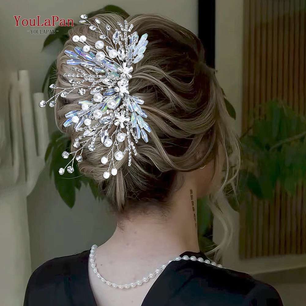 

YouLaPan Shining Crystal Rhinestone Hair Comb Bride Headdress Wedding Hair Ornaments Fashion Headwear Party Headpiece HP914