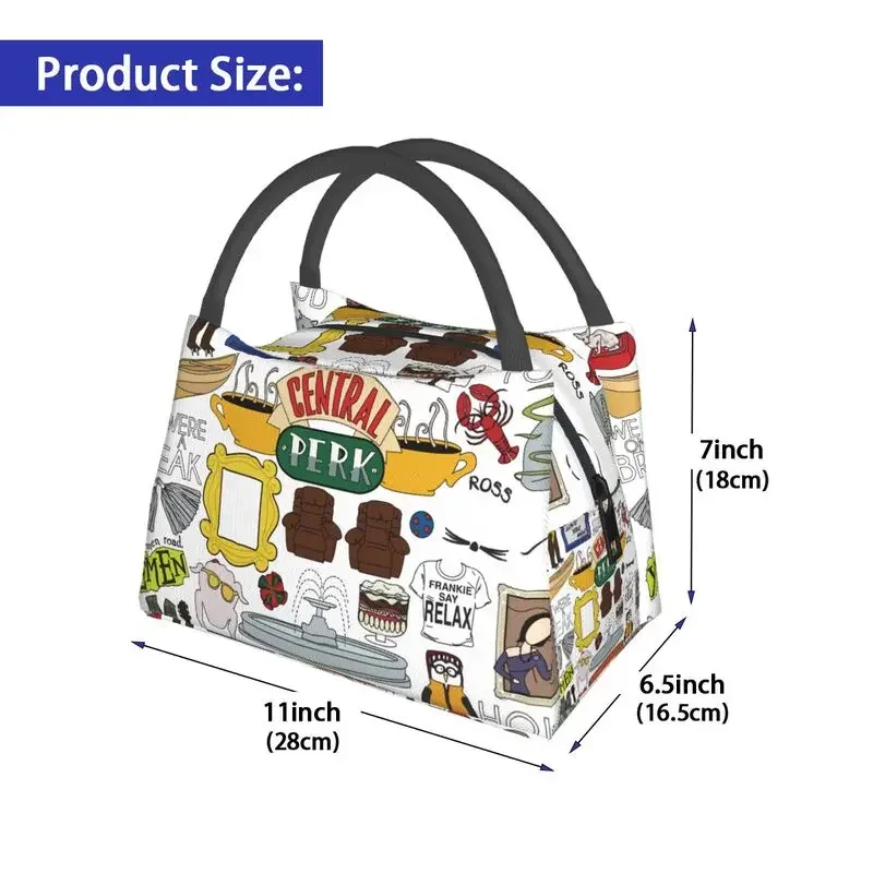 Funny Friends Collage Insulated Lunch Bags for Camping Travel TV Show Waterproof Thermal Cooler Bento Box Women