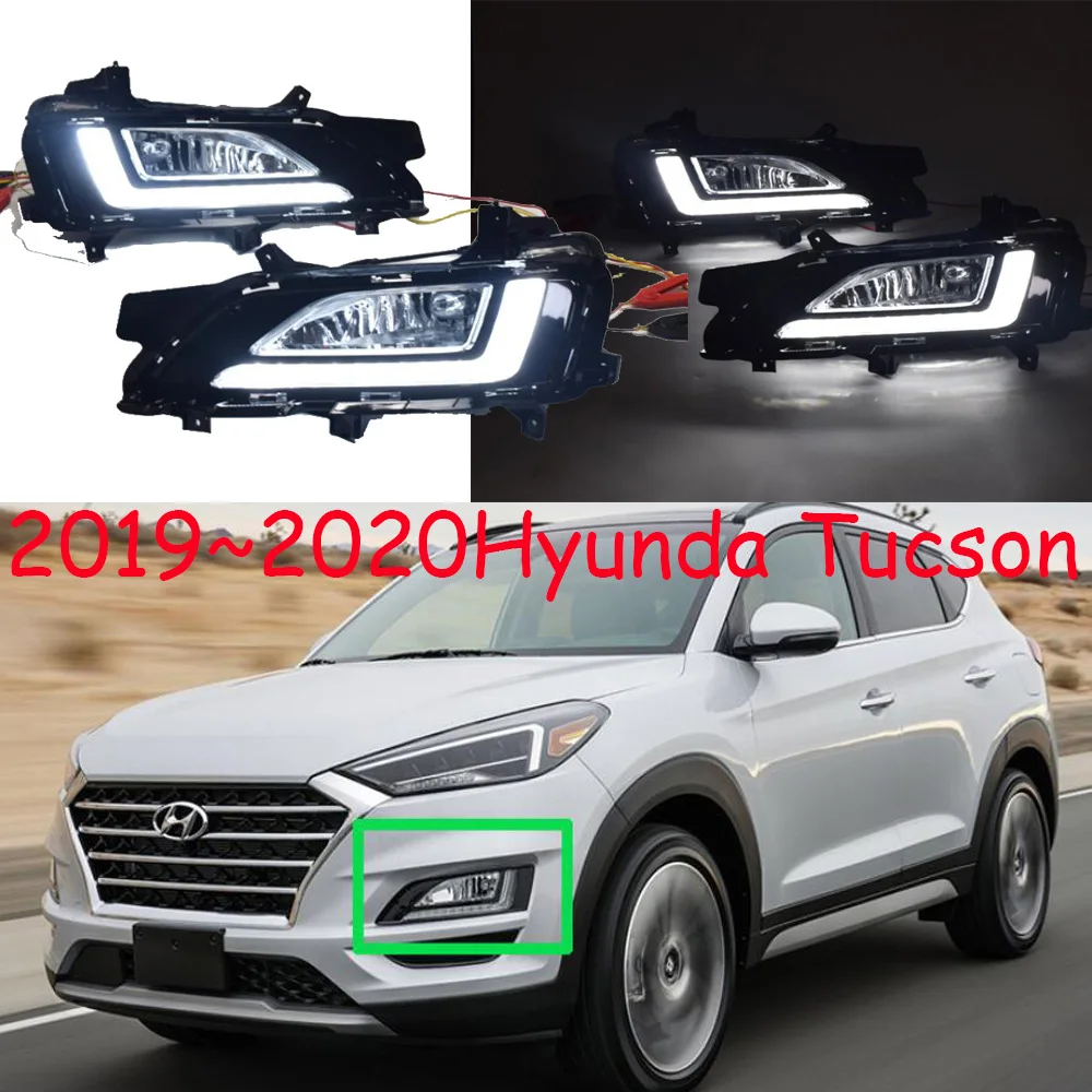 Car Bumper Headlight For Tucson Daytime Light 2019~2021y DRL Car Accessories LED Headlamp For Tucson Fog Light