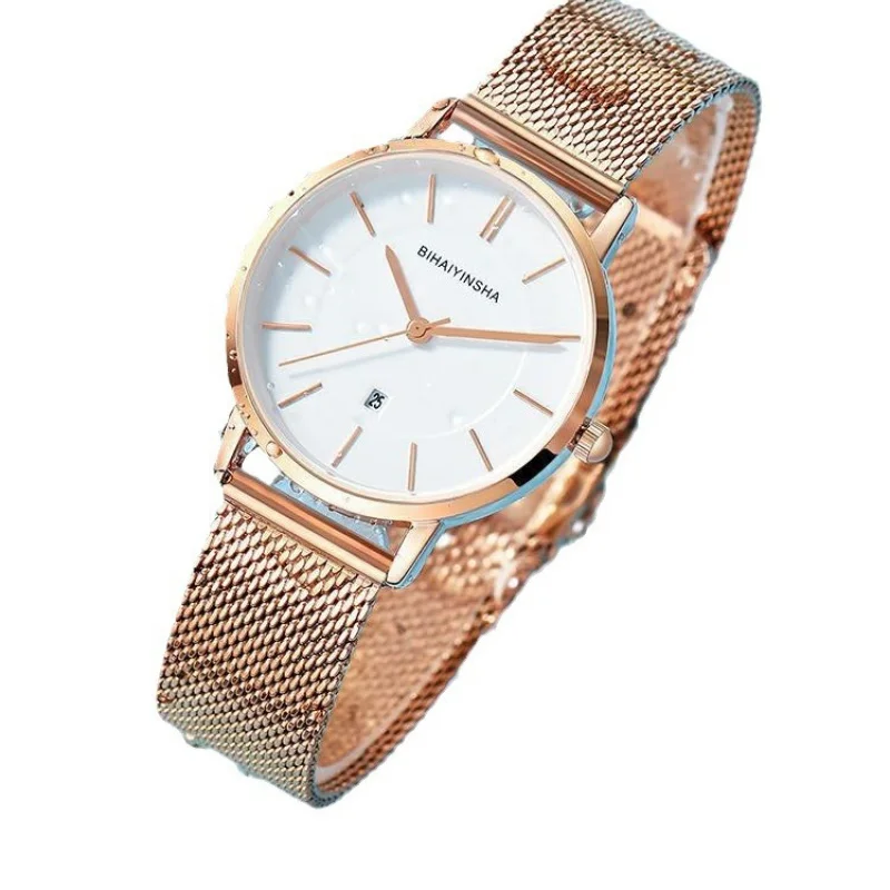 Reloj de cuarzo para mujer, accesorio elegante y personalizado, estilo coreano, resistente al agua, ideal para estudiantes, novedad de 2024