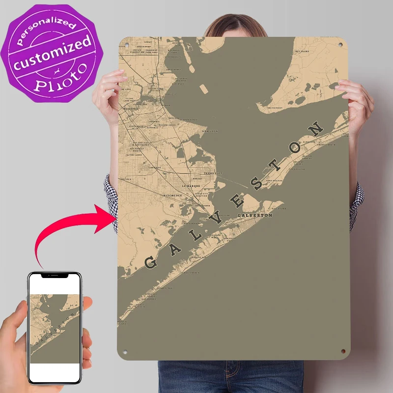 Galveston Texas Metal Poster Customized Wall Art Retro Vintage Tinplate Signs for Decoration Garage Decorations Room Ornaments
