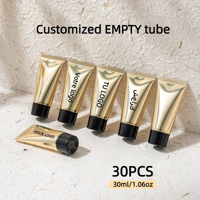 

30pcs 30ml Golden/Silvery Customizable Tubes,Plastic Squeeze Tubes for DIY Cream & Skincare Products, Cosmetic Containers
