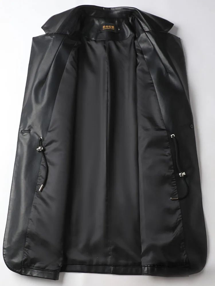 Płaszcz damski garnitur kołnierz w talii ściągany średniej długości pojedyncza skórzana marynarka 2025 Wiosna i jesień nowy modny płaszcz