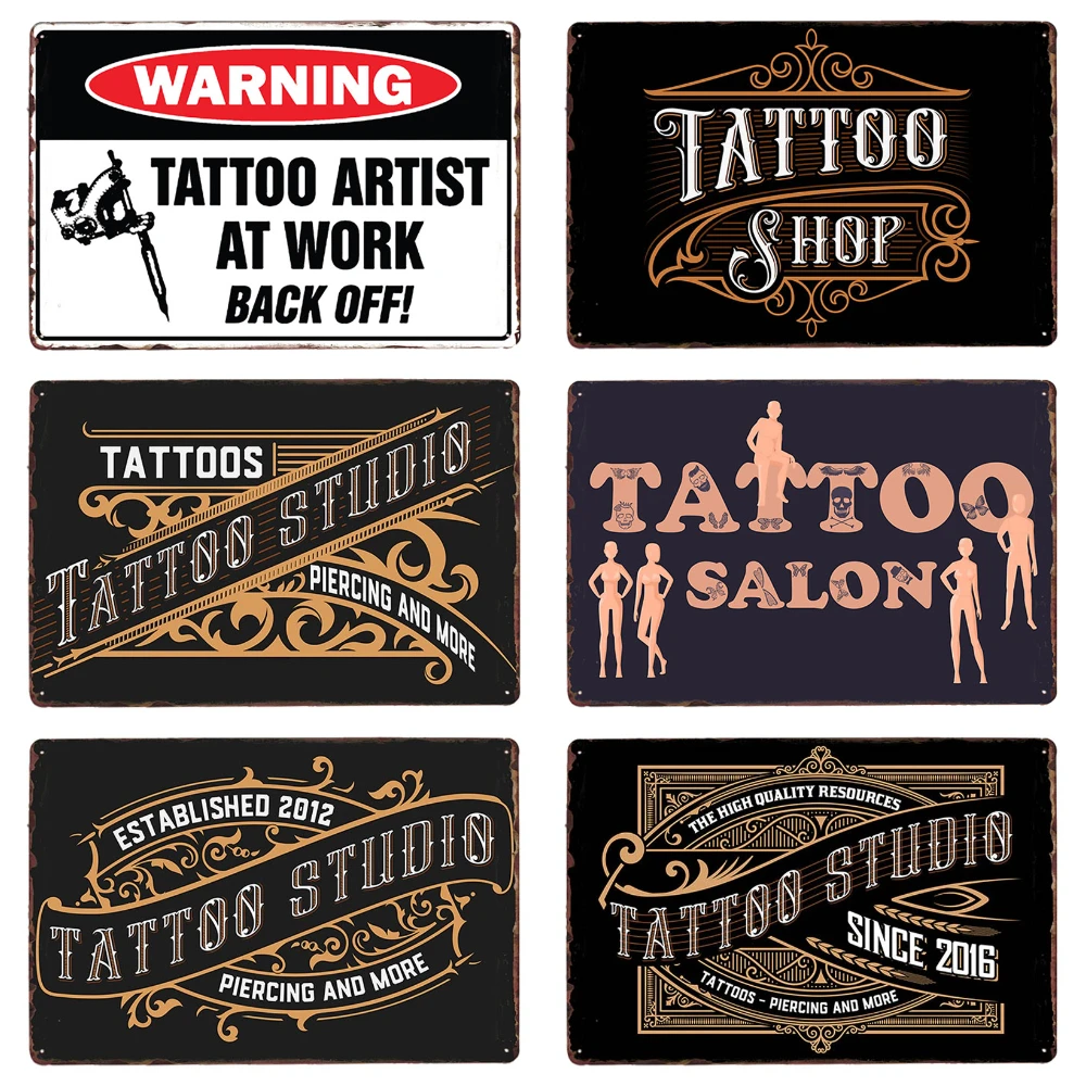 Classic Tattoo Studio Metal Tin Sign, Vintage Wall Art Painting Plaque, Tattoo Shop Antique Room Decor, Parlor Home Decor, WY86
