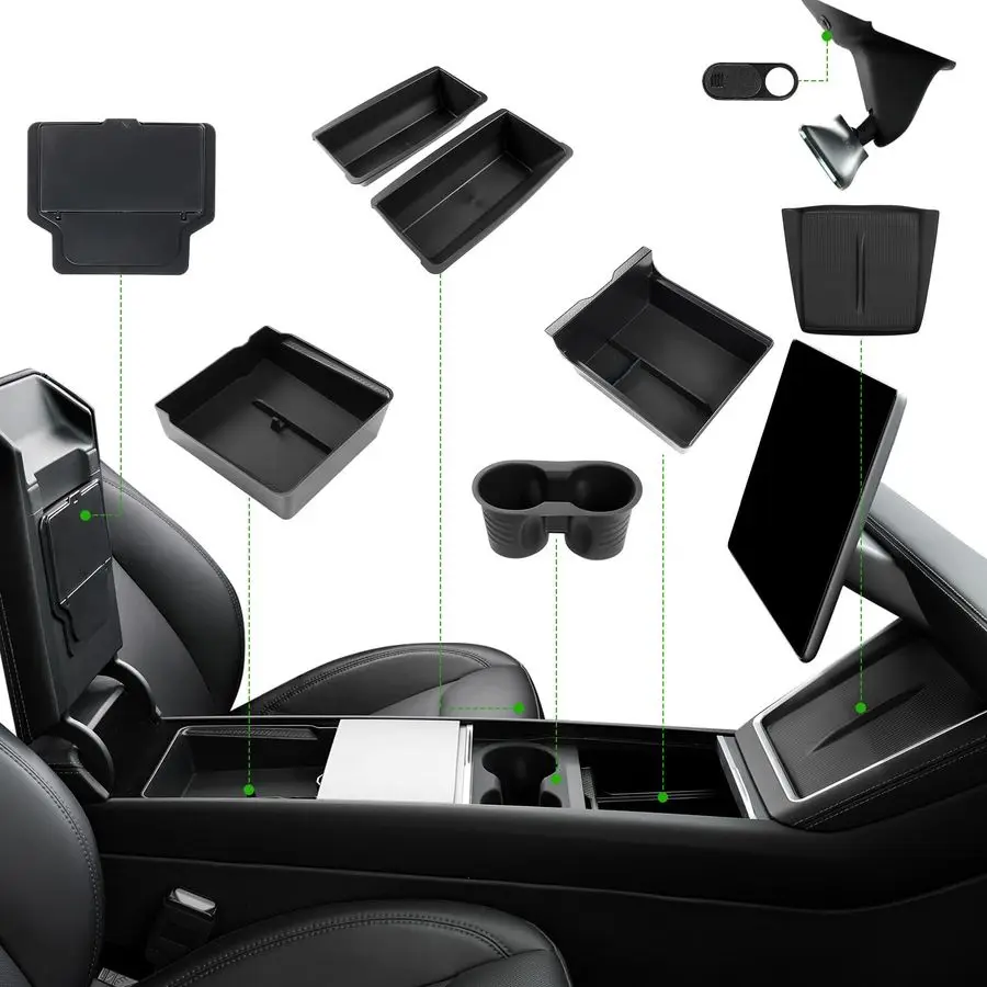 

Center Console Organizer Tray for 2025 2026 Tesla Model Y Juniper Accessories, Under Seat Storage Armrest Hidden Storage Box Cup