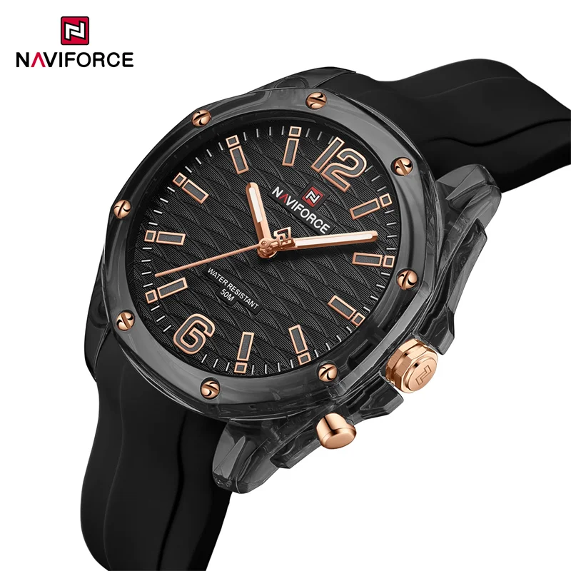 

NAVIFORCE New Original Quartz Women Fashion Simple Silicone Strap Watches Ladies Wristwatch Waterproof Elegant Female Bracelets