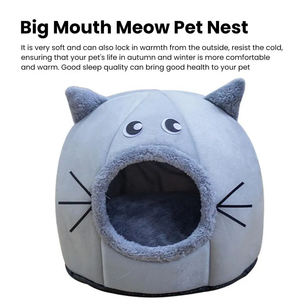 

Autumn Winter Pet Kennel Cozy Cartoon Shaped Pet Nest Soft Warm Hideout for Cats Dogs Comfortable Semi-closed Kennel House Bed