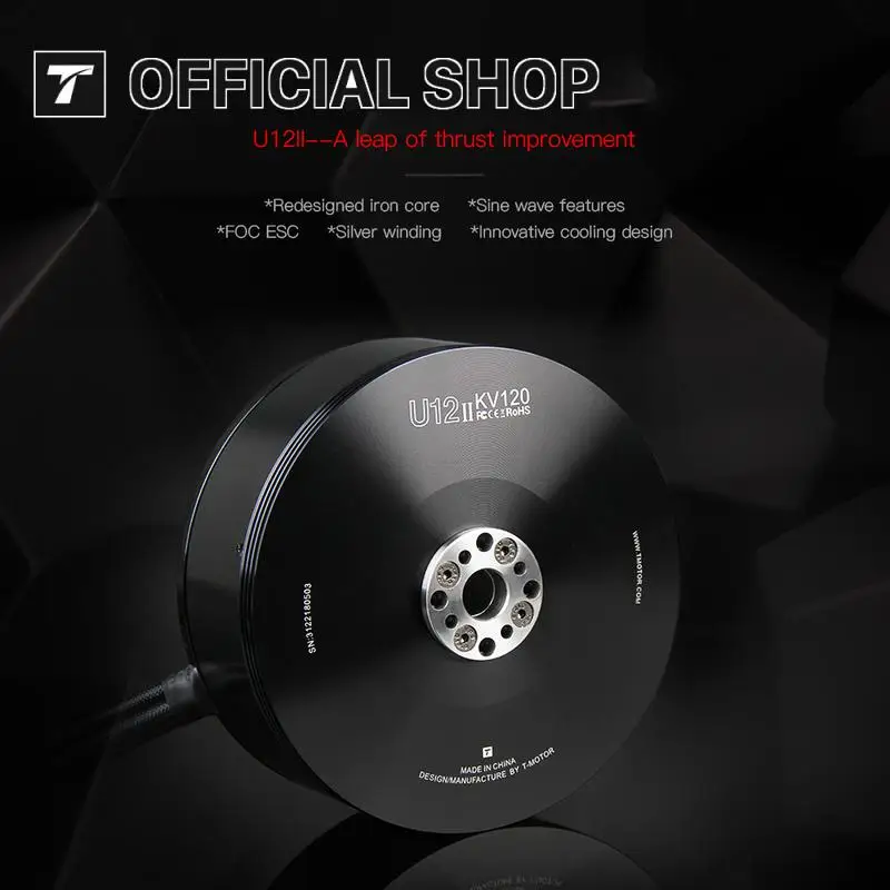 

T-MOTOR U12II KV60 KV120 Бесщеточный двигатель Тяга 20 кг Эффективность Мультироторный двигатель БПЛА Outrunner Тяжелые дроны DIY Запчасти