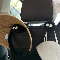 2PCS Cute Cartoon Black Coal Balls Car Seat Back Hooks Storage Vehicle Headrest Organizer Hanger for Groceries Bag Decoration