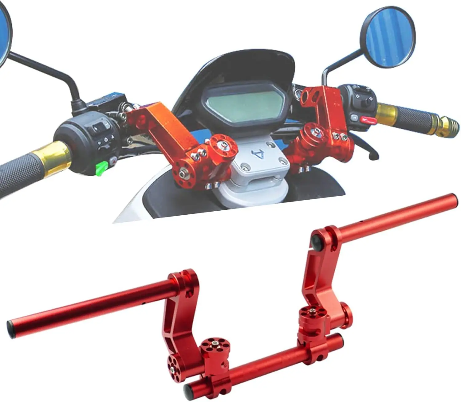 

Универсальная система рулевого управления из алюминиевого сплава для мотоцикла с ЧПУ, регулируемая волшебная ручка для питбайка 7/8 дюйма, 22 мм, 125 куб.см, грязь B