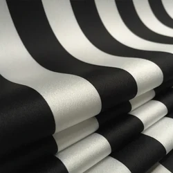 Fashion Black and White Stripe Printed Imitate Silk Satin Fabric For Woman's Dress Blouse Pants DIY Cloth Sewing