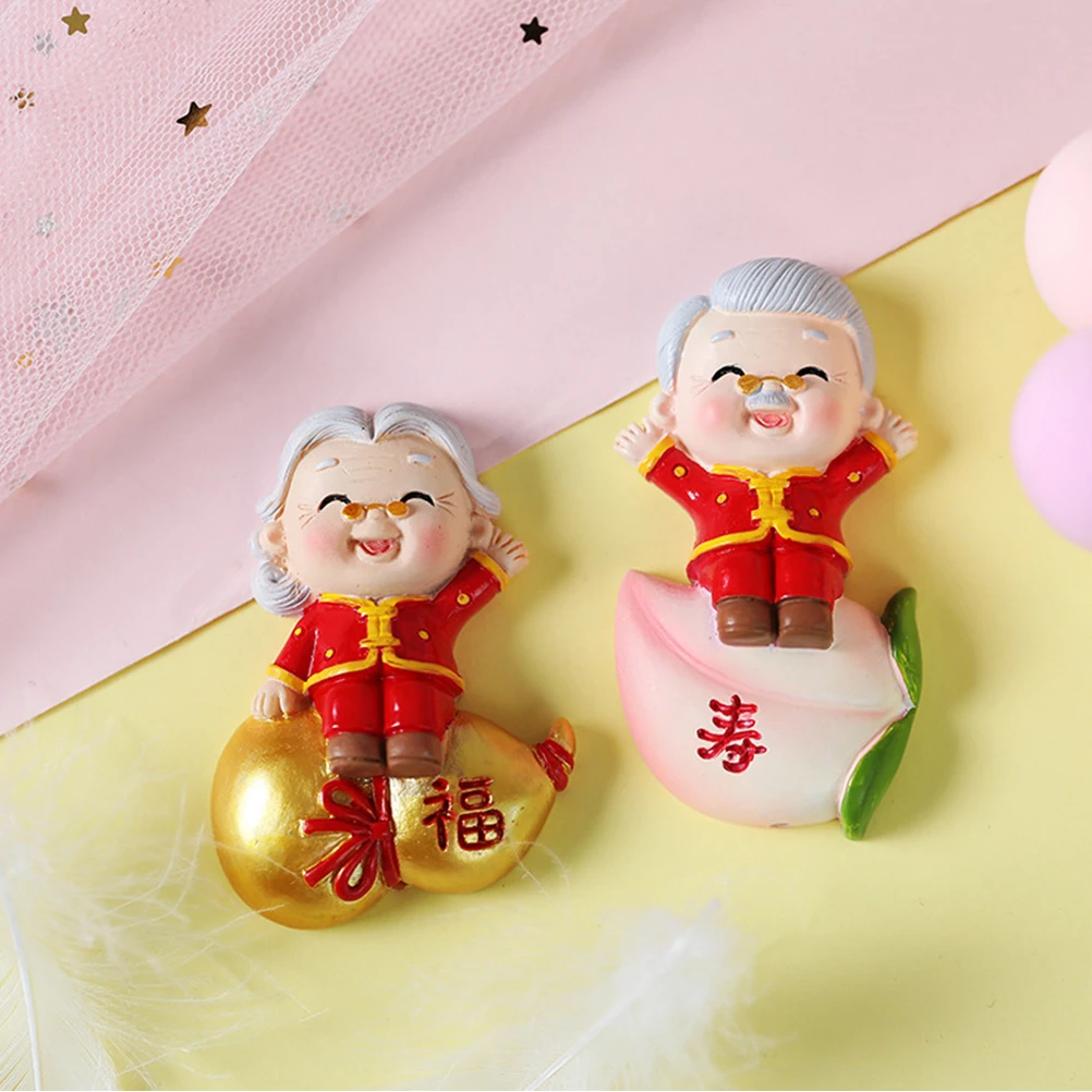 

Elderly Couple Cake Topper Birthday Anniversary Insert Resin Decor Festive Wedding Dessert Plugin Cake Decoration Party Supplies