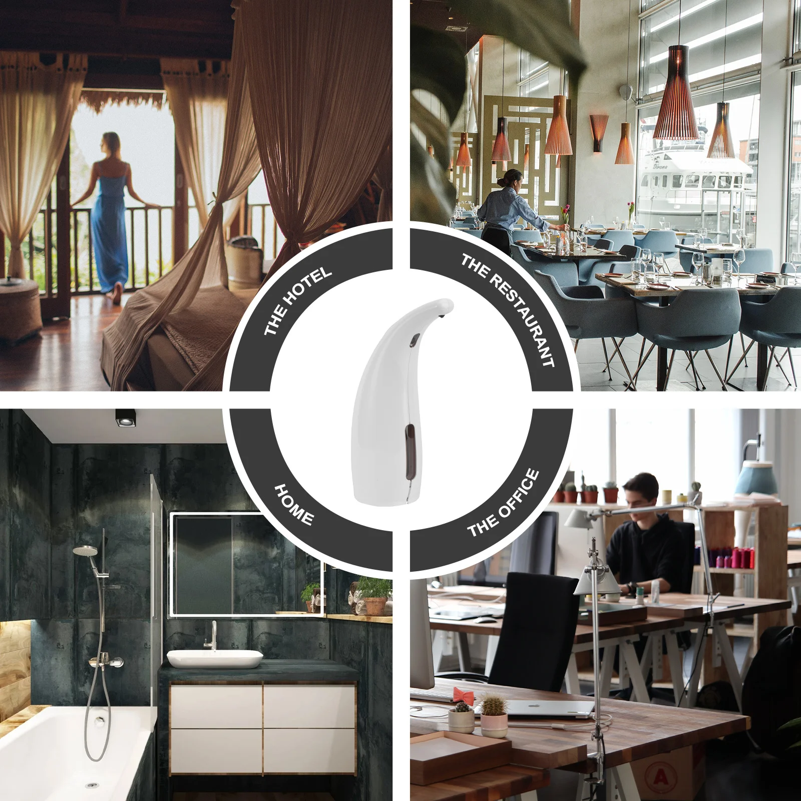 

White ABS Touchless Soap Dispenser Automatic Motion Sensor Hand Free Liquid Soap Dispenser for Kitchen Bathroom 1Ml Infrared