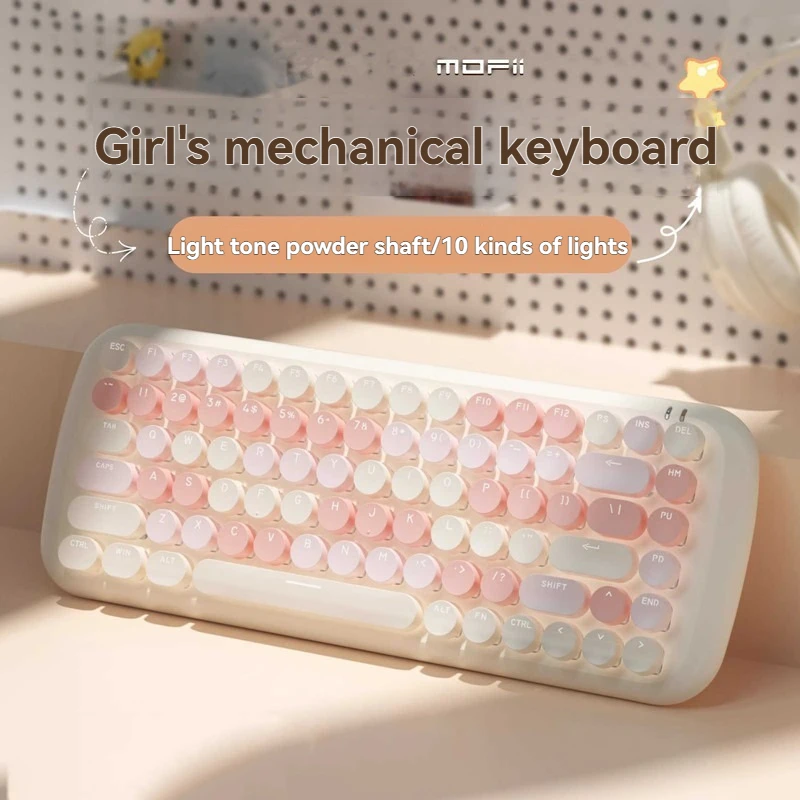 

Механическая клавиатура Echome с проводным подключением, настраиваемая, с разноцветными круглыми клавишами, светящаяся мини-клавиатура для киберспорта и игр