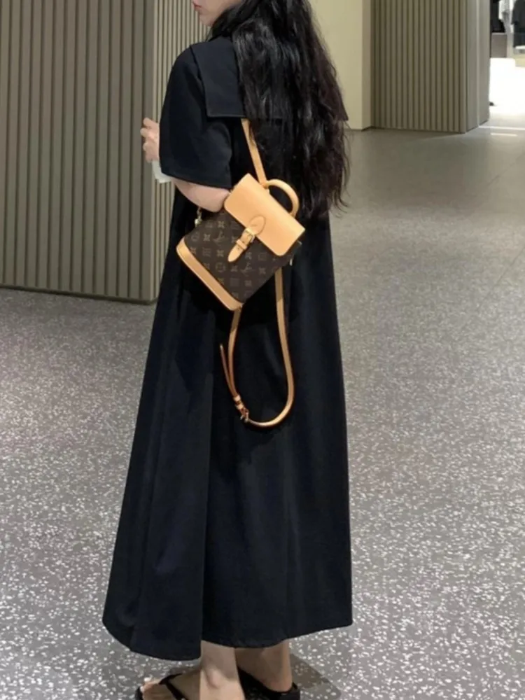 فستان قميص صيفي كبير الحجم للنساء فستان كوري فضفاض أنيق عتيق فساتين للسيدات