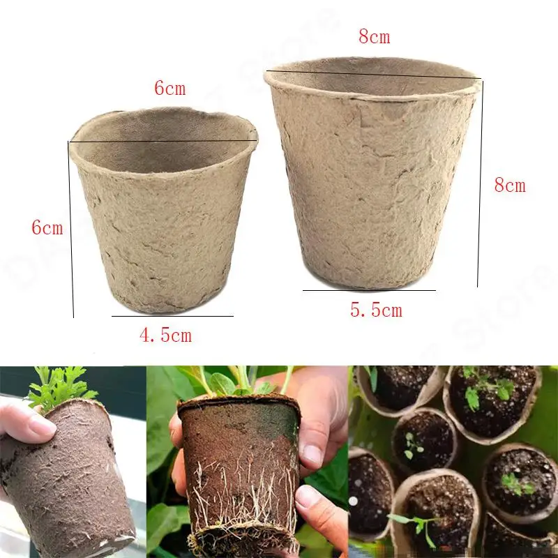 10/20/50Pcs 6/8cm plant grow pot Paper Nursery Cup Starters garden flower pots Herb Kit Biodegradable Home gardening tools V27