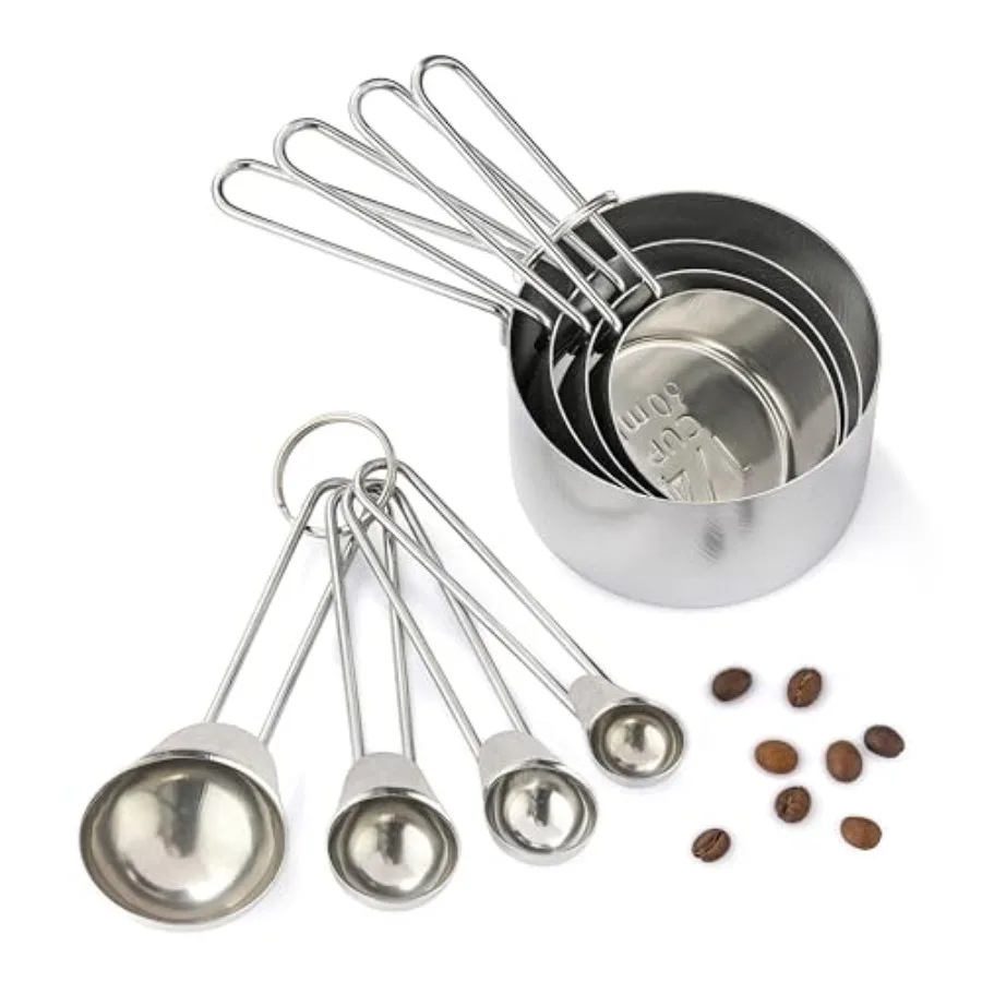 

8PCS Measuring Cups OHOLA Stainless Steel Measuring Cups and Spoons Set Great for Cng and Baking
