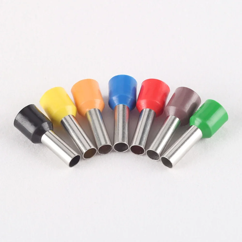 100PCS Electrical Cable Connectors Wire Terminal Ferrules Cord End Insulated Crimp Terminal Block E0508 E7508 E1008 E1508 E2508