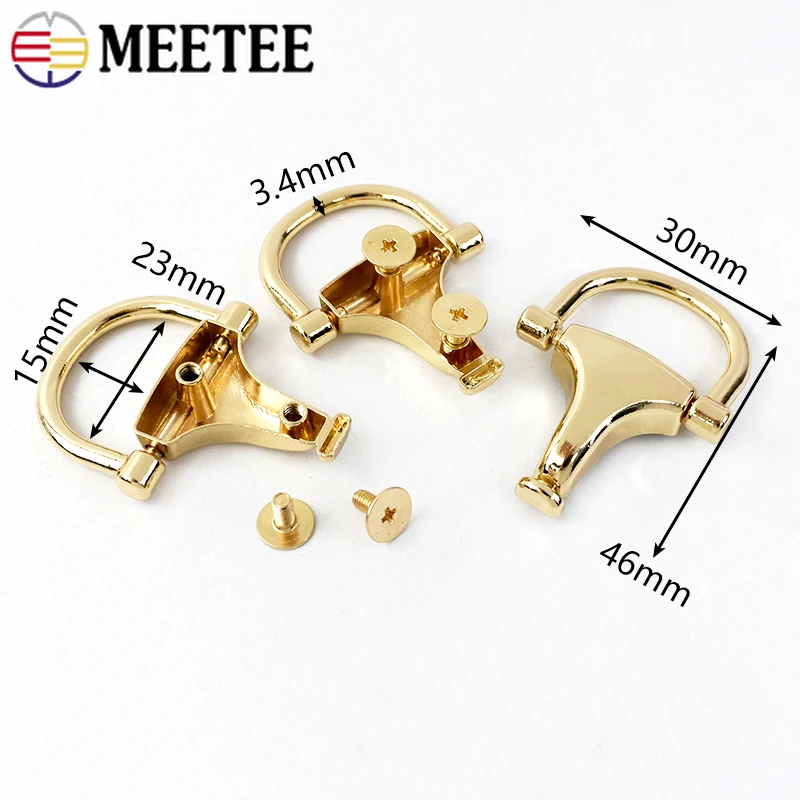 Meetee 2/4pcs Bag Side Clip Ring Buckle Metal Hanging Pendant Clasp Screw Handle Chain Hook Buckles DIY Hardware Accessories