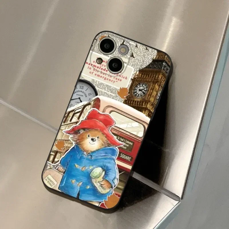 FOR IPhone 15 Cute Paddington Bear Phone Case FOR IPhone 14 13 11 12 Pro 8 7 15 Plus 13 Pro MAX XR XS MINI SE 2020 Black Covers