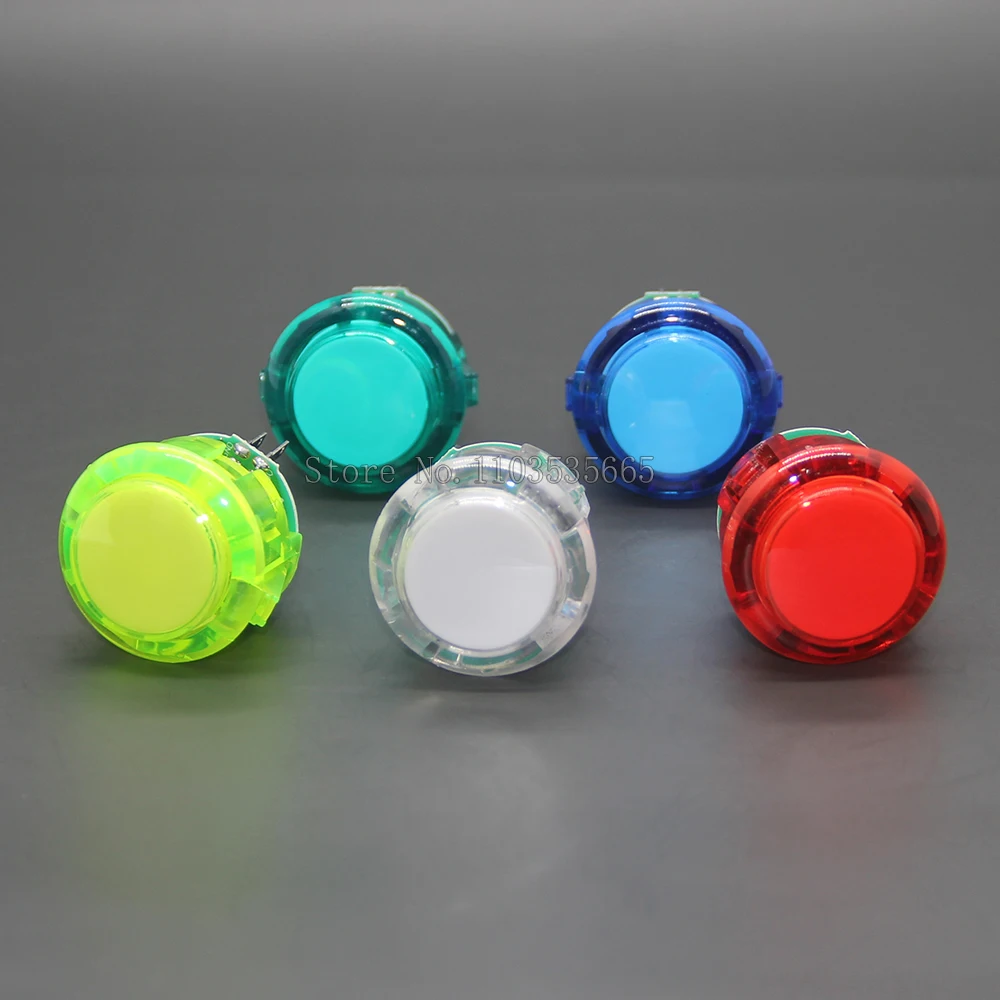 10pcs/lot Transparent High Quality SANWA Style Button 30mm 5V LED Light Push Button Arcade Joystick Game Machine Cabinet DIY