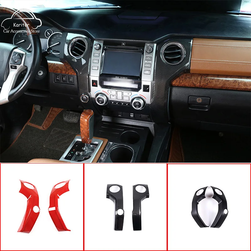 

ABS Carbon Fiber Car Central Control Air Conditioning Air Outlet Frame Decorative Interior Accessories for Toyota Tundra 2014-20