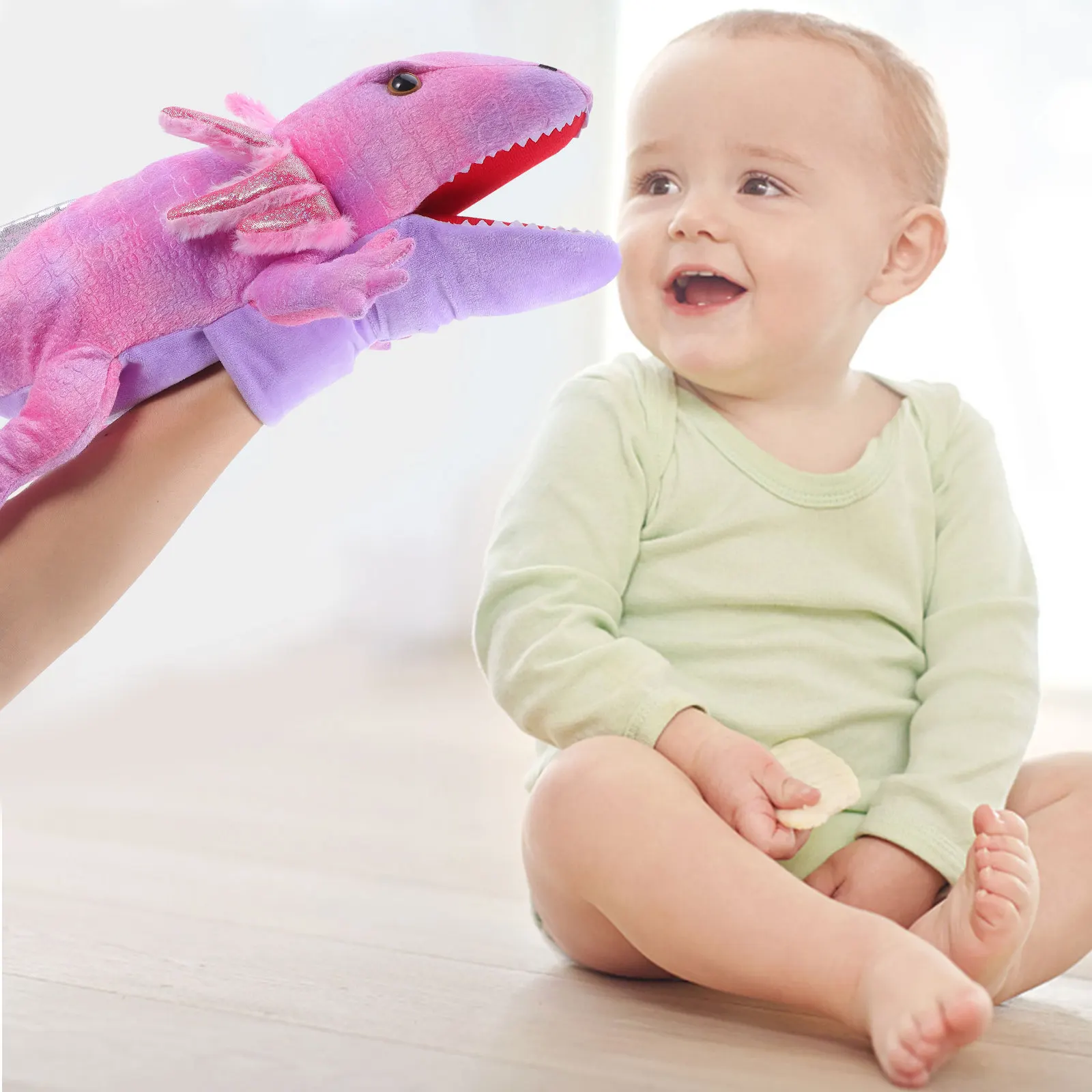 Lalka na rękę aksolotl, miękka, z ruchomym pyszczkiem, dla dzieci w wieku 4-8 lat, do opowiadania historii, odgrywania ról, edukacyjna lalka zwierzęca, interaktywna dla dzieci.