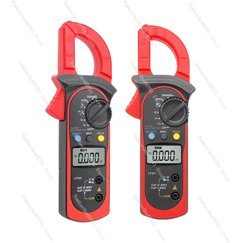 Digital Clamp Ammeter Multimeter, Voltage Meter, Universal Meter, High Accuracy, UT201, UT202