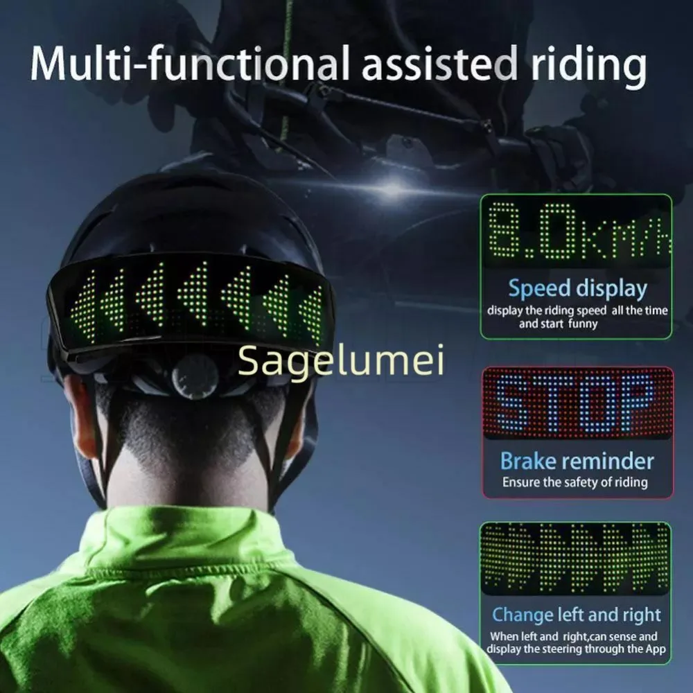 2026 لتقوم بها بنفسك Led خوذة عرض خوذة دراجة نارية تحذير ضوء ليلة ركوب RGB خوذة الدراجة البخارية الضوء الخلفي APP شاشة LED قابلة للبرمجة #4