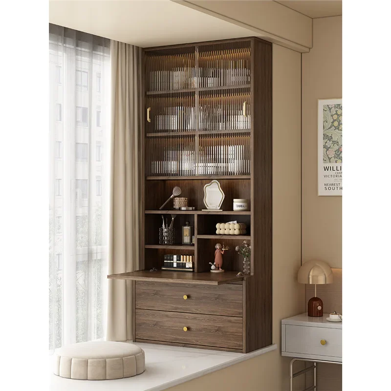 Solid wood sunscreen, special half-comb on the balcony bay window, dressing table, storage and transformation artifact cabinet