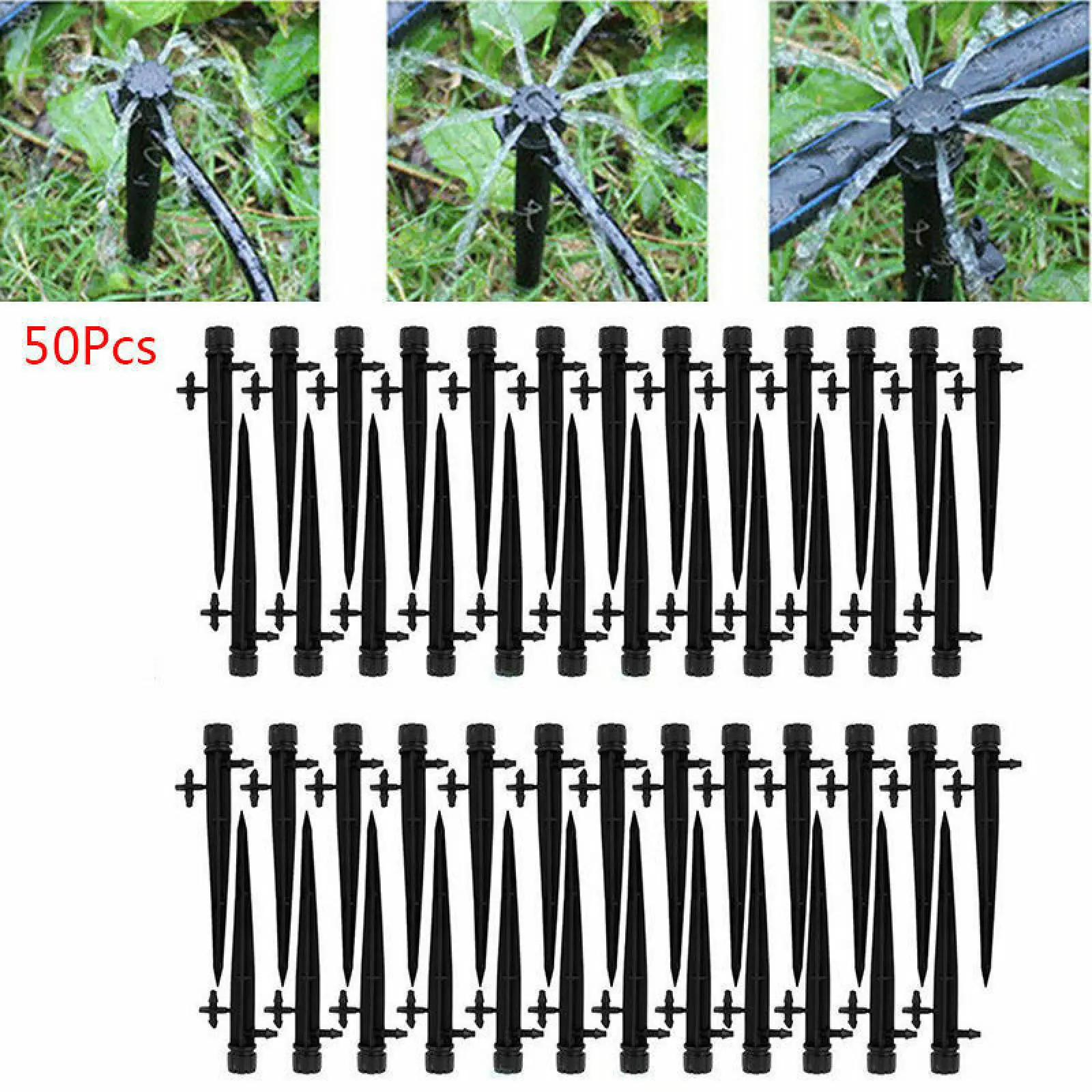 

50Pcs 360° Scattering Sprinkler Watering Dripper Garden Farming Flower Lawn Irrigation Nozzle Locked Connect 1/4 Hose