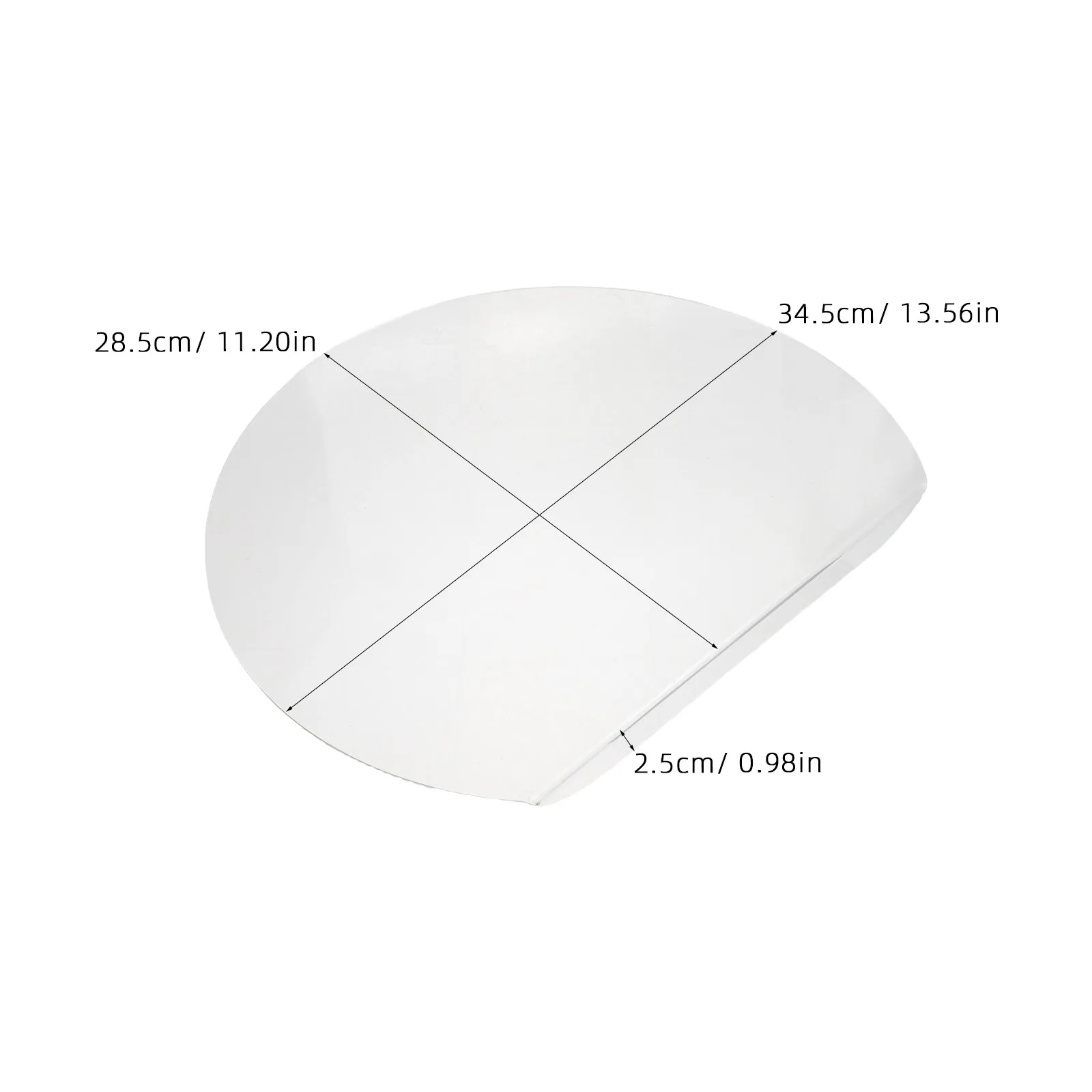 Acrylic Kitchen Cutting Board 34.5x28.5cm Clear Semicircle Nonslip Countertop Prep Board Fruit Vegetable Bread Chopping