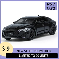 Modèle de voiture RS7 Sportback en alliage moulé sous pression, métal, son, lumière, simulation, collection de véhicules, jouet cadeau pour enfant, dos côtelé, 1 pièce, 1:32