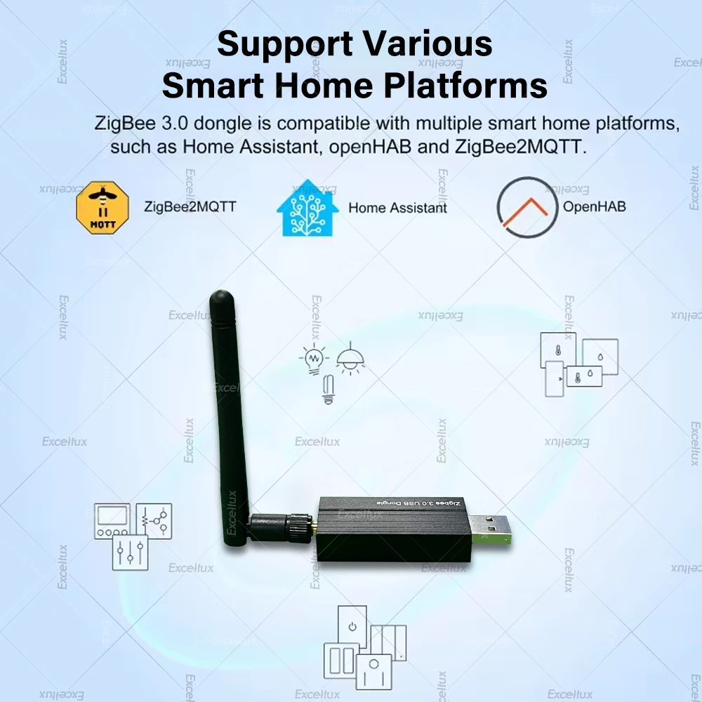 Zigbee 3.0 USB Dongle Universal Open Source Zigbee Gateway Hub Support Home Assistant OpenHAB Zigbee2MQTT Raspbian Ubuntu MacOS