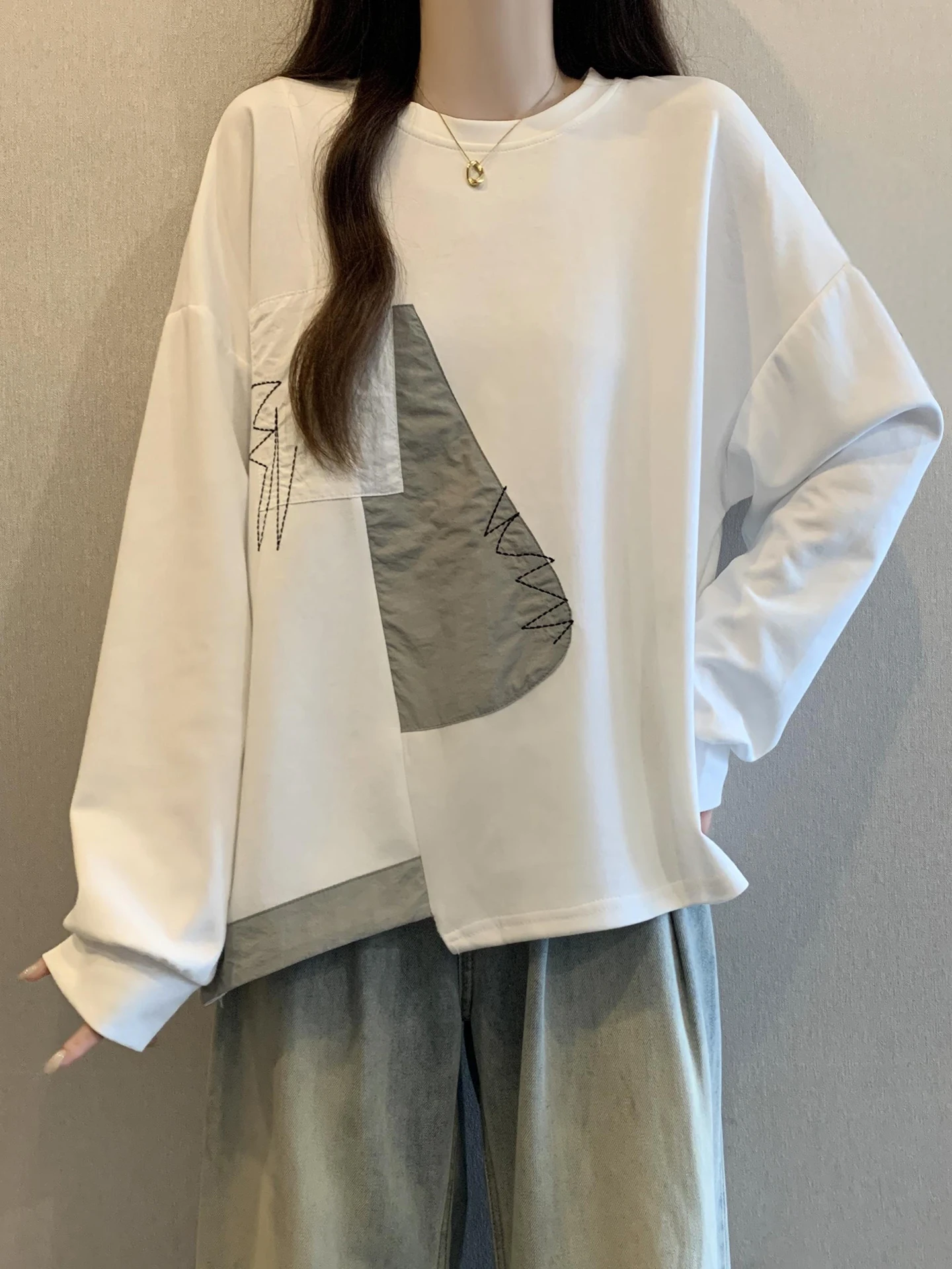 

Faionable Irregular oulder Long Sve Hoodie Women's plus Size Spring Slimming Belly Covering Base Layer Top