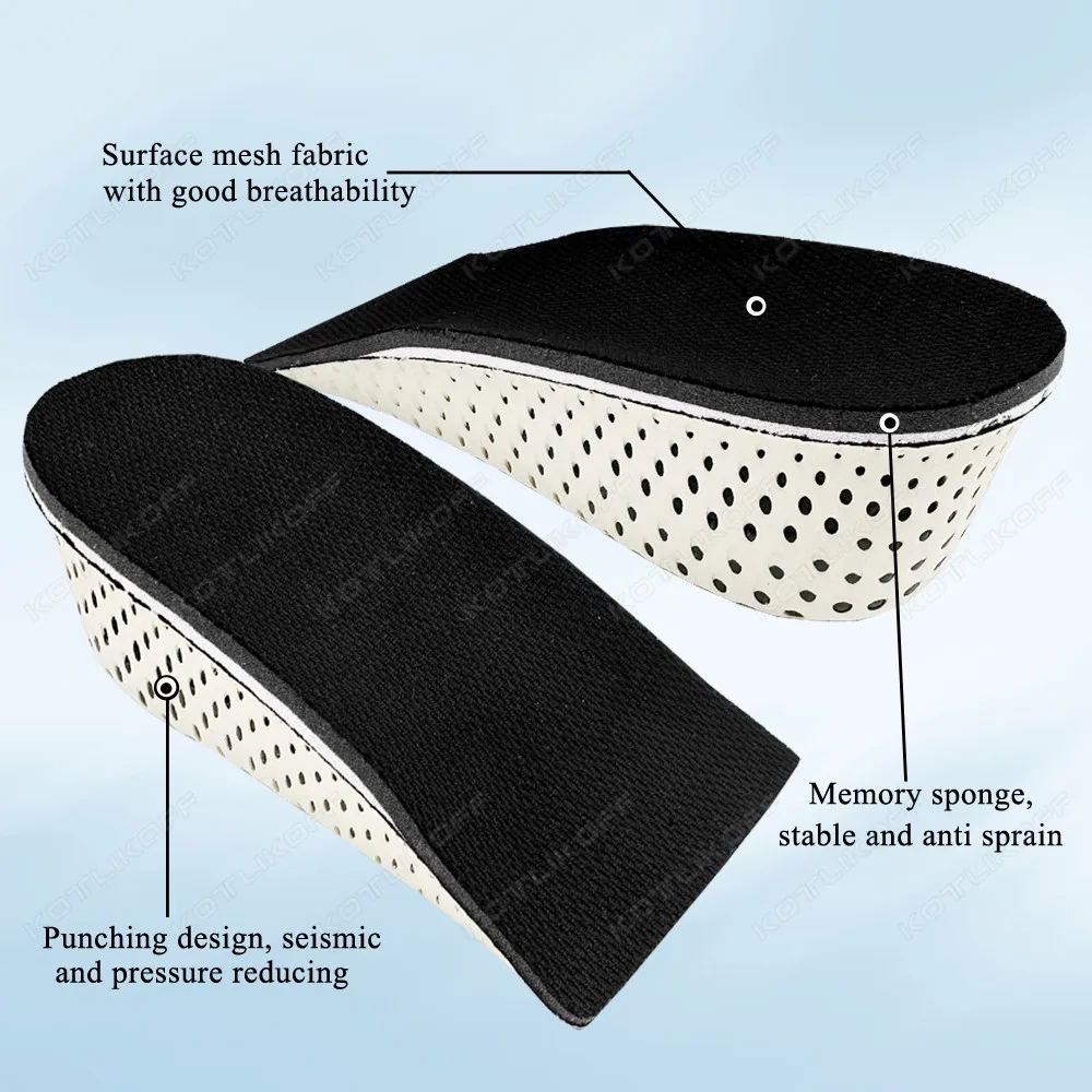 1 Pair For Women Men Height Increase Insole Half Shoe Insoles Heel Insert Sports Shoes Pad Cushion 2-5 CM Invisible Shoe Lifts