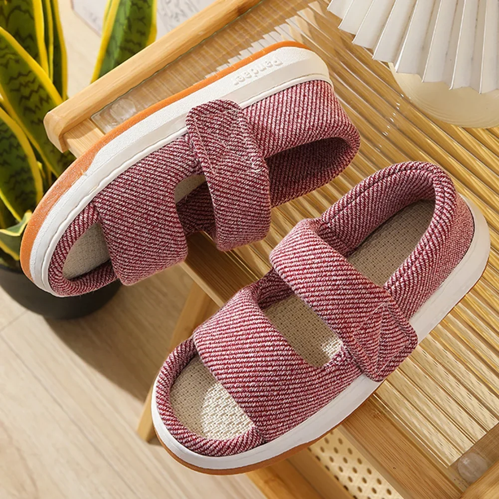 Summer home slippers thick-soled sandals double straps wide sandals do not slip comfortable walking sandals for men and women - Image 3