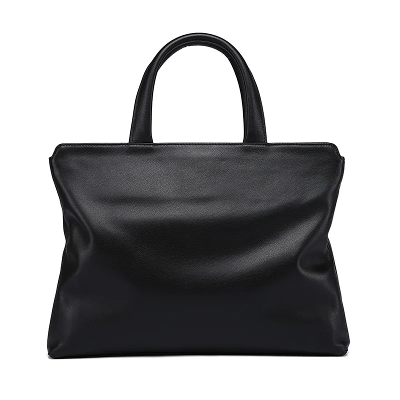 Borsa da uomo in vera pelle di grande capacità, valigetta versatile casual, borsa per laptop in pelle bovina con strato superiore
