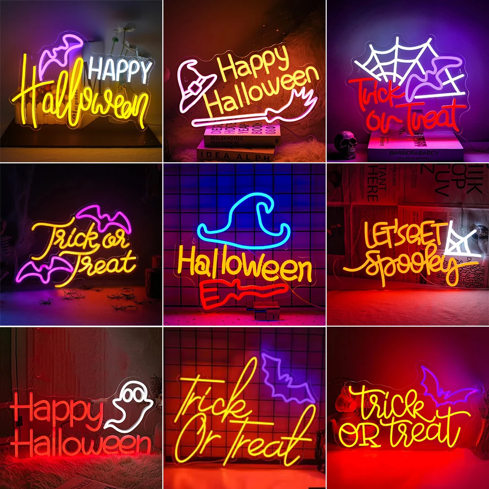 

Halloween Neon Sign Halloween Funky Party Til We Are Ghosts LED Light Halloween Neon Sign Spooky Atmosphere Wall Decorations