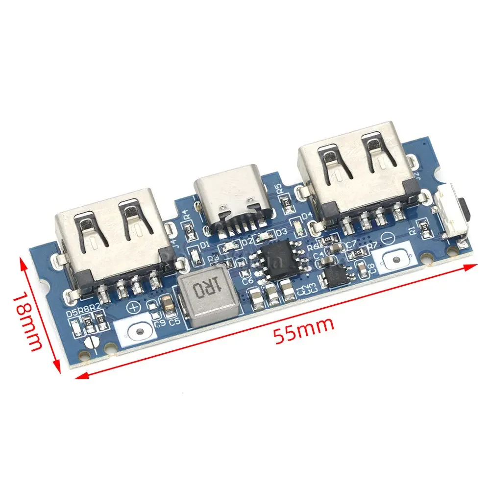 Lithium Battery Charger Board LED Dual USB 5V 2.4A Micro/Type-C USB Mobile Power Bank 18650 Charging Module