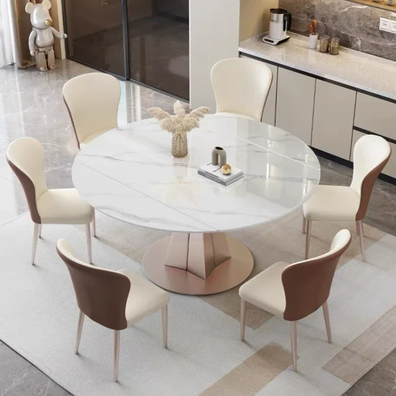 

GY13 Extendable 6 Seater Dining Table For Restaurant Custom Italian Style Round Juegos De Comedor Modular Kitchens Furniture