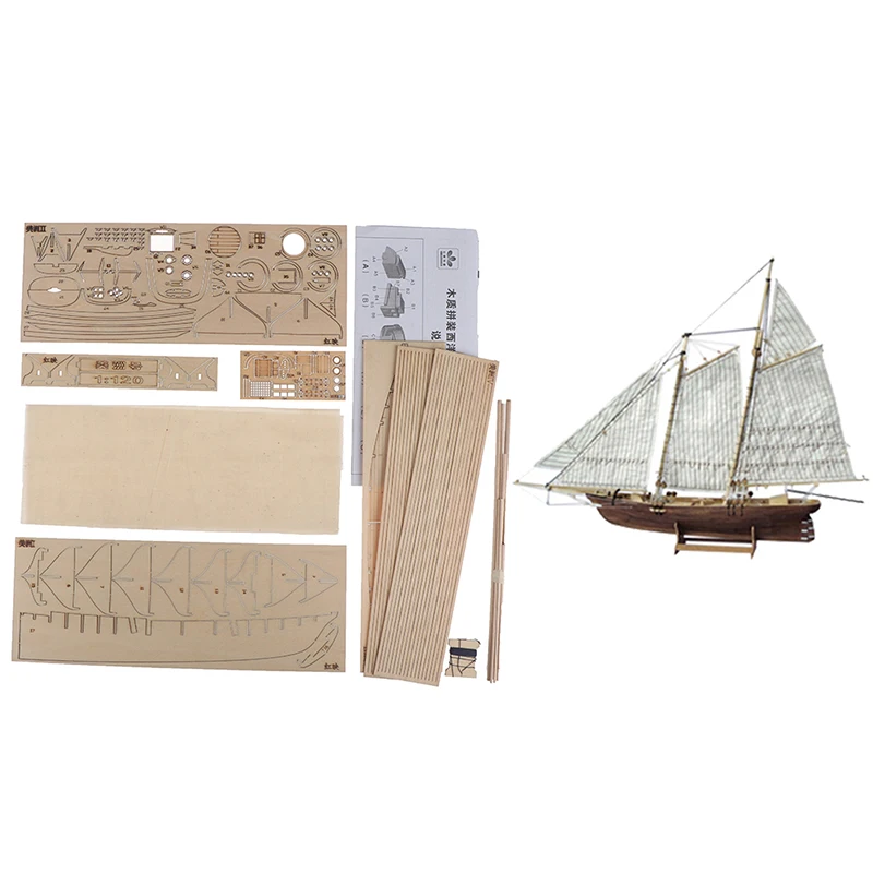 1:120 DIY Wooden Assembly Sailing Ship Model Classic Sailing Boat Puzzle Toys