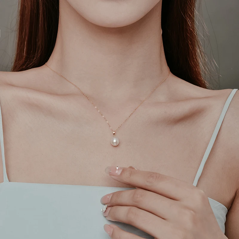 غرامة مجوهرات ريال 18K الذهب لؤلؤ المياه العذبة الطبيعية قلادة قلادة الأبيض الوردي الأرجواني إرسال سلسلة فضية حقيقية AU750 D221-1