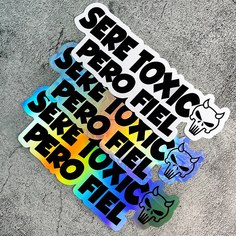 

18×6.6cm Sere Toxic Pero Fiel Skull Waterproof Vinyl Sticker Phrase Decal For Car Laptop Styling Decor Accessory