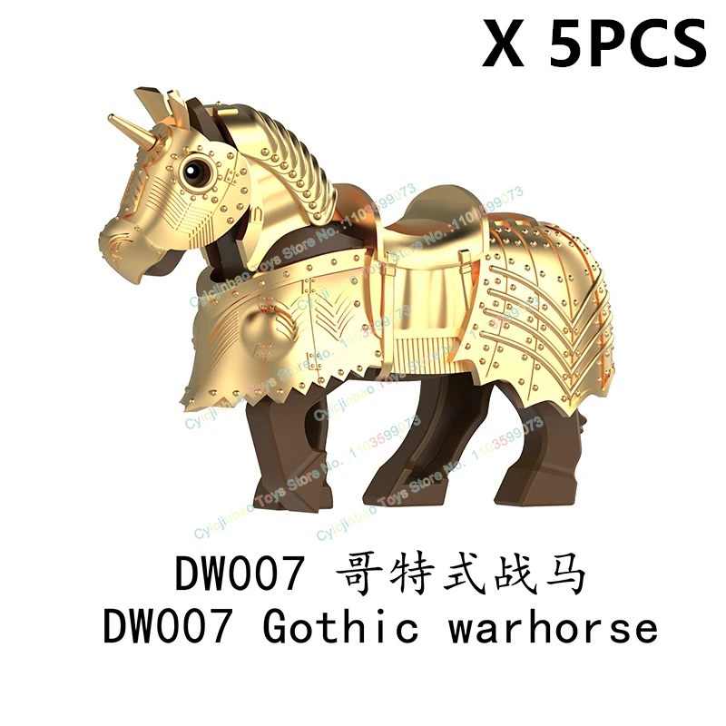 DW007-009 Serie di animali Cavalluccio da guerra Supporti Blocchi di costruzione medievali Action Figure Modello creativo Accessori Bambole Giocattoli per bambini Regali