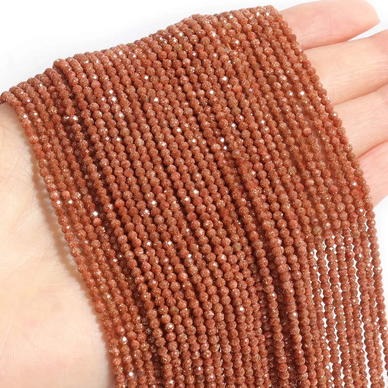 Faceted Natural Stone Beads 2/3/4mm Gold Color Sand Stone Loose Bead  Charms Jewelry Make Tiny Beadwork DIY Bracelet Finding 15\'