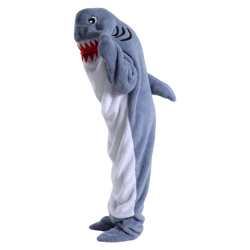 Dolphin Shark Sleeping Bag Animal Flannel Pajamas Kids Men Women 1PCS Homewear Boy Girl Loose Robe Thickened Warm Large Size