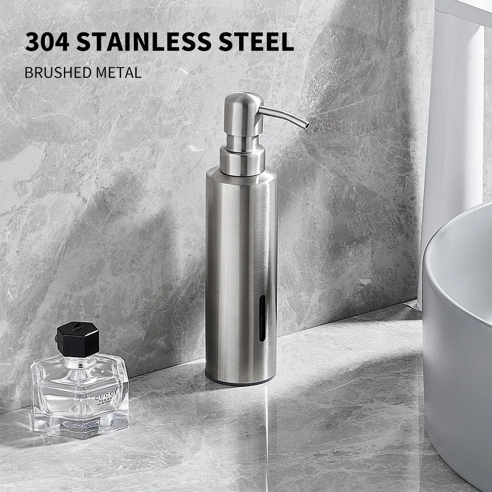 Stainless Steel Metal Shower Dispenser Black/Brush Refillable Hotel Shampoo Bath Gel Triple Soap Dispenser